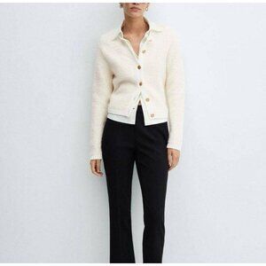 NWT Mango MNG Matilda Chunky Knit Ivory Cardigan Sweater Womens Size XL